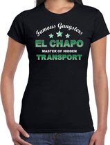 El Chapo famous gangster cadeau t-shirt zwart dames - Tekst /  Verjaardag cadeau / kado t-shirt XS