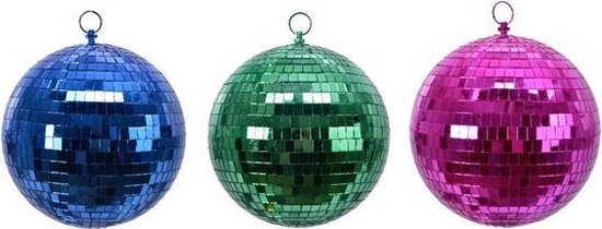 3x Disco spiegelballen blauw/groen/fuchsia kerstballen 8 cm -... | bol.com