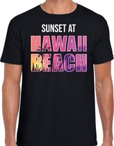 Sunset beach t-shirt / shirt Sunset at Hawaii Beach voor heren - zwart - Beach party outfit / kleding/ verkleedkleding/ carnaval shirt XXL