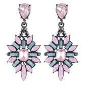 Oorbellen dames | oorhangers dames | elegante oorbellen ingelegd met steentjes | zilverkleurig | roze oorbellen | blauwe oorbellen | cadeau voor vrouw |