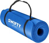 Swifty Sport Fitnessmat Inclusief draagtas en extra draagriem - 183 cm x 61 cm x 1 cm - anti slip - Blauw