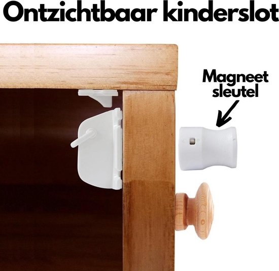 Emuca 8929420 Onzichtbaar Veiligheidsslot Kinderbeveiliging Voor Kastdeuren En Laden 2 Sloten 1 Magneetsleutel 753076601