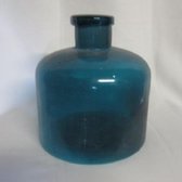 ZoeZo Design - Vaas - fles - Frosted - kobalt Blauw - 22 x Ø 20 cm - opening Ø 5 cm - waterdicht