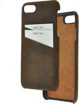 Coque Iphone SE 2020 - Coque iPhone 7 / iPhone 8 / iPhone 6 / 6s Coque arrière en cuir véritable marron avec porte-cartes