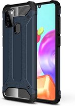 Armor Hybrid Back Cover - Samsung Galaxy A21s Hoesje - Donkerblauw
