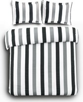Zachte Katoen/Satijn Tweepersoons Dekbedovertrek Stripes Zwart | 200x200/220 | Luxe En Comfortabel | Hoogwaardige Kwaliteit