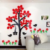 Muurstickers kinderkamer - Zelfklevend Acryl glas 3mm – Boom met dieren- Decoratie jongens meisje Poster – Slaapkamer / Babykamer – Rood – 180 x 130 cm