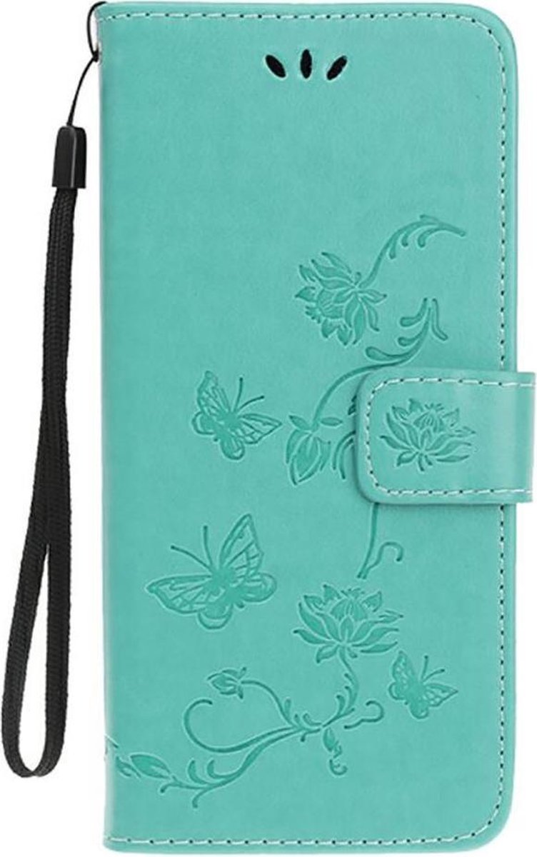 Shop4 - Motorola Moto G8 Hoesje - Wallet Case Vlinder Patroon Groen