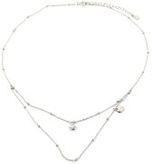 Dubbele Ketting met Hart en Ster - 925 Sterling Zilver - Lengte Verstelbaar 36-43 cm