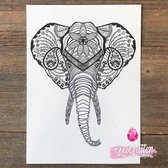 GetGlitterBaby - Henna Plak Tattoos / Tijdelijke Tattoo / Nep Tatoeage / Fake Temporary Tattoo - Mandala Olifant