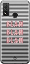 Huawei P Smart 2020 hoesje siliconen - Blah blah blah | Huawei P Smart (2020) case | blauw | TPU backcover transparant