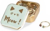 Balvi Ringhouder Meow! 13 X 18 Cm Porselein Groen/goud