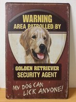 Golden retriever hond Reclamebord van metaal METALEN-WANDBORD - MUURPLAAT - VINTAGE - RETRO - HORECA- BORD-WANDDECORATIE -TEKSTBORD - DECORATIEBORD - RECLAMEPLAAT - WANDPLAAT - NOS