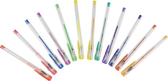 30 Gelpennen in bewaardoos | 4 varianten: Glitter, Metallic, Neon, Pastel | Glitterpennen | Gelpennen glitter - Grafix