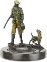 Asbak - Marmeren Asbak - Jager met hond - diameter 15.8 cm