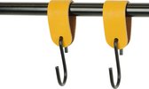 2x Leren S-haak hangers - Handles and more® | OKERGEEL - maat S (Leren S-haken - S haken - handdoekkaakje - kapstokhaak - ophanghaken)