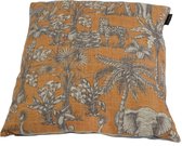 Sierkussen - African Jungle Zoo Gold. Panter Olifant - Multicolor - 50 Cm X 50 Cm