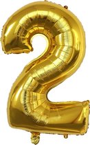 Folie Ballonnen XL Cijfer 2 , Goud, 86cm, Verjaardag, Feest, Party, Decoratie, Versiering, Miracle Shop