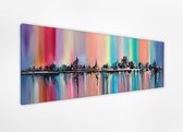 Braveprint - Schilderij - Regenboogstad. Gedrukt % Canvas. Uitgerekt Het Hoge Kwaliteit. Muurhanger Geïnstalleerd. - Multicolor - 50 X 100 Cm