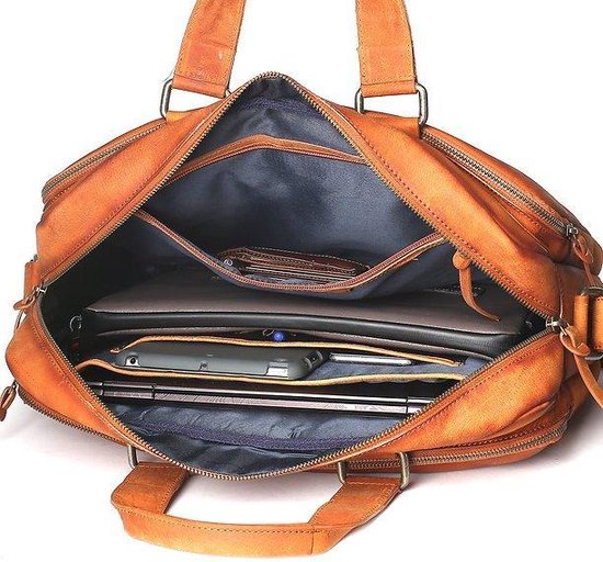 Compacte 15.6 inch Leren Laptoptas Werktas Zwart - Barneys Leather Compacte 15.6 inch Leren Laptoptas Werktas Zwart - Barneys Leather