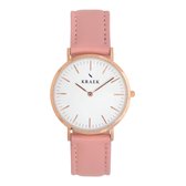 KRAEK Livia Rosé Goud Wit 36 mm - Dames Horloge - Roze Leer horlogebandje - inclusief pushpin