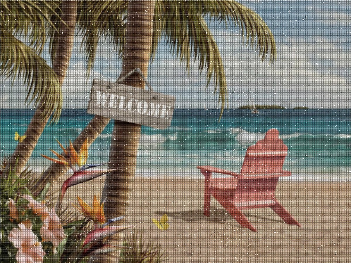 Paintd Diamond Painting Volwassenen Kinderen - Welkom Strand Zee Boot Bloemen - 30x40 - Vierkante steentje — afbeelding 6