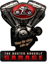 The Busted Knuckle Garage V-Twin Zwaar Metalen Bord