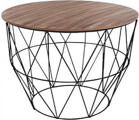 Koffietafel - GROOT salontafel met metalen frame - houten dienblad -  Draadmand -... | bol.com
