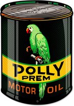 Polly Gas Prem Motor Oil Zwaar Metalen Bord Sign Oil Can Shaped 51 x 36 cm