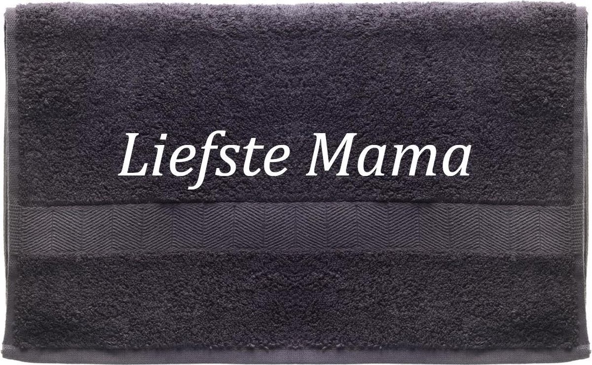 Handdoek - Liefste Mama - 100x50cm - Grijs - Moederdag