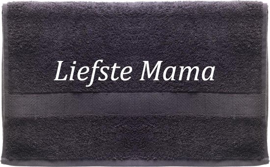 Handdoek - Liefste Mama - 100x50cm - Grijs - Moederdag