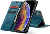 CASEME  - Apple iPhone X/XS Retro Wallet Case - Blauw