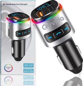 Quvida® Bluetooth 5.0 FM Transmitter - Draadloze Carkit - Handsfree Bellen in Auto - Voice Navigatie - Muziek Streamen - Adapter - SD card / TF card - CVC technologie - QC3.0 Quick