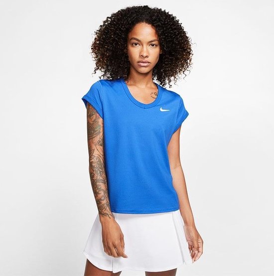 Nike - Court Dry Top - Sportshirt - Blauw - Dames | bol.com