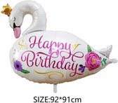 GROTE ballon Zwaan Happy Birthday (31198)