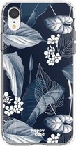 HappyCase Apple iPhone XR Hoesje Flexibel TPU Blue Leaves Print