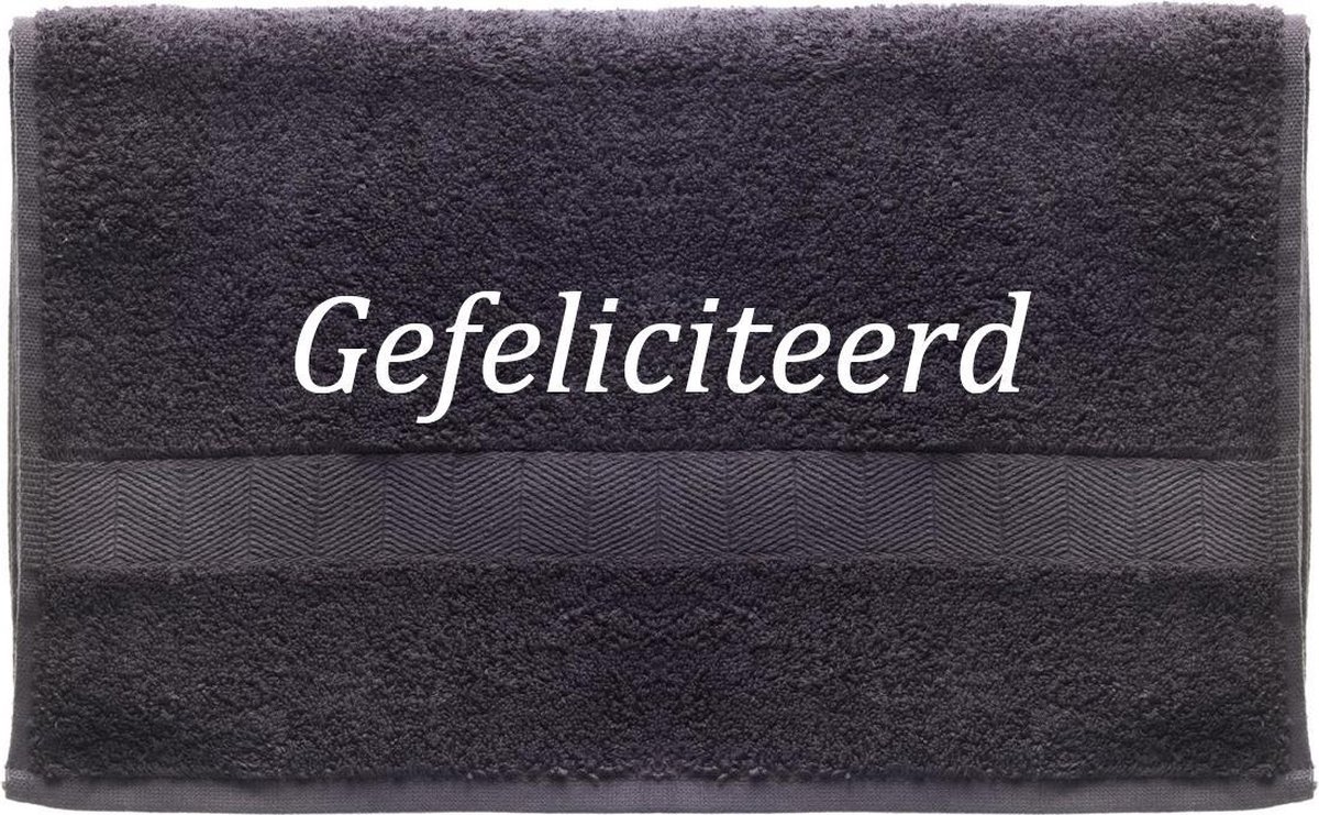 Handdoek - Gefeliciteerd - 100x50cm - Grijs
