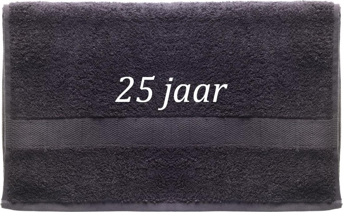 Handdoek - 25 jaar - 100x50cm - Grijs