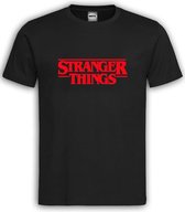 Zwart T shirt met Rode "Stranger Things" tekst maat L