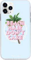 Fooncase Hoesje Geschikt voor iPhone 11 Pro Max - Shockproof Case - Back Cover / Soft Case - Beach Hair Don't Care / Blauw & Roze