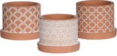 3x Bloempot Terracotta - Bloempotten voor binnen/buiten - Ø9 x H7