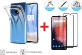 2-In-1 Screenprotector Hoesje  Bescherming Protector Set Geschikt Voor Oneplus 7T - Full Cover 3D Edge Tempered Glass Screen Protector Met Siliconen Back Bescherm Hoes Cover Case - Doorzichti