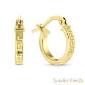 14 Karaat Geelgouden oorringen met Meandros bewerking – 13 MM