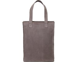 BERDINE | Leren shopper | bruin | handtas, schoudertas van buffelleer met rits en binnenvak - modern, stoer, minimalistisch, esthetisch, elegant, eenvoudig