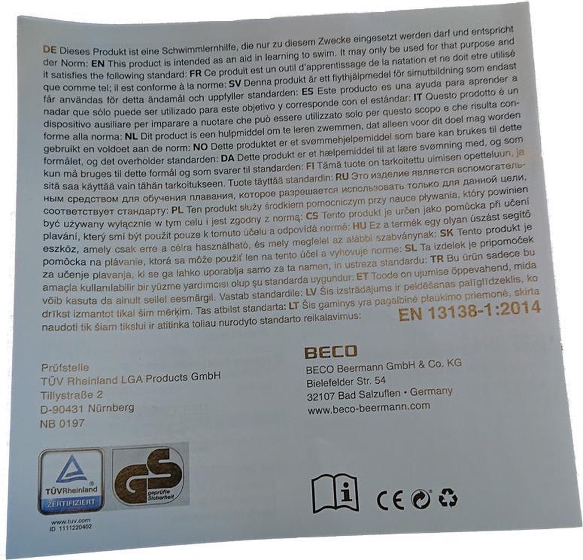 BECO - SEALIFE® zwembandjes - neopreen zwembandjes - 30 kg - roze — afbeelding 3