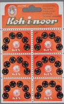 Koh-i-noor roestvrijstalen zwarte drukknopen No2 - 9 mm - zwart - aannaaibare drukkers - 36 stuks op kaart