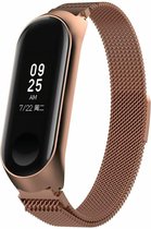 Milanees Smartwatch bandje - Geschikt voor  Xiaomi Mi Band 3 / 4 Milanese band - rosé goud - Horlogeband / Polsband / Armband