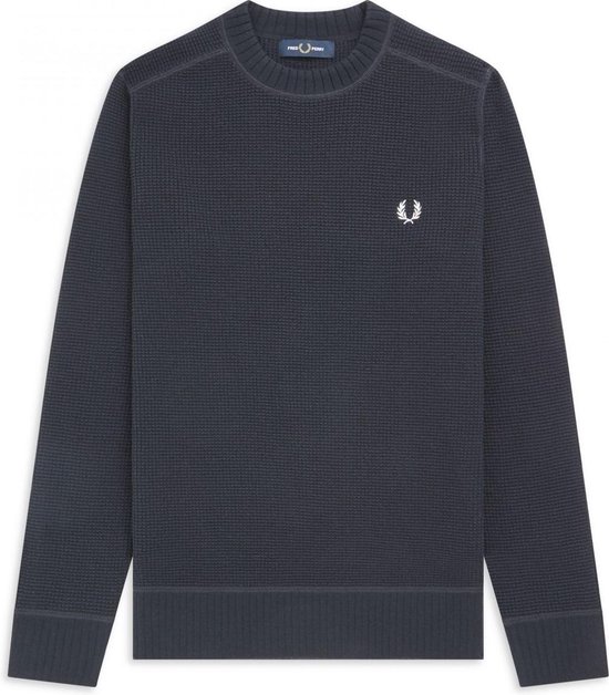 Fred Perry Waffle Textured Crew Neck Jumper Sweater Grijs XL Grijs bol