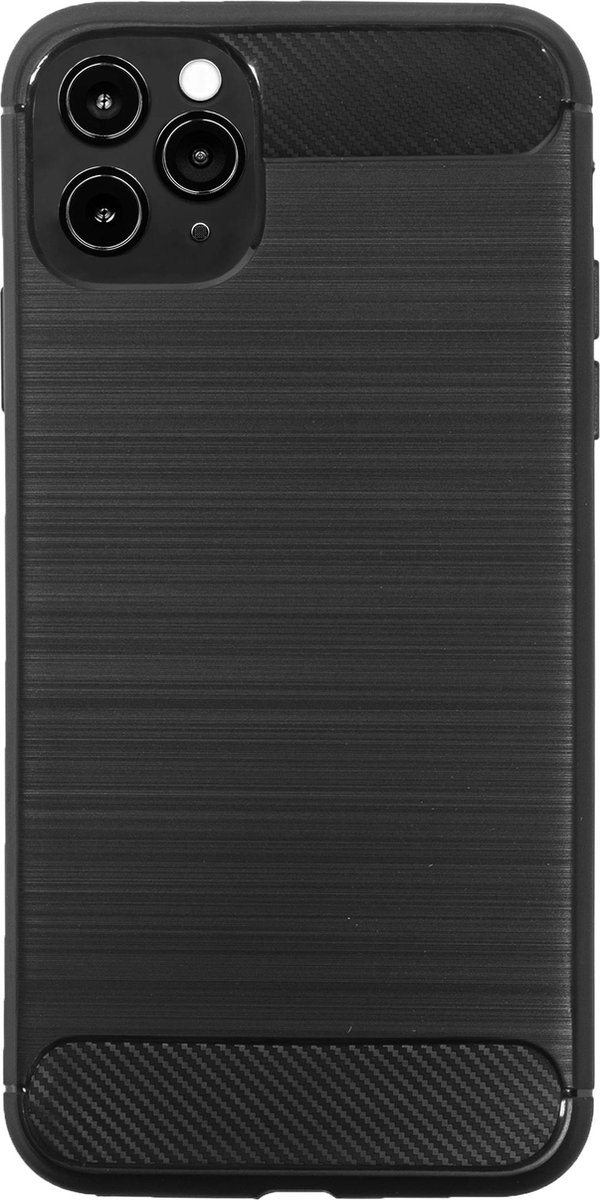 BMAX Carbon soft case hoesje geschikt voor Apple iPhone 11 Pro Max / Soft cover / Telefoonhoesje / Beschermhoesje / Telefoonbescherming - Rood