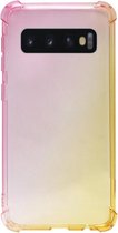 ADEL Siliconen Back Cover Softcase Hoesje Geschikt voor Samsung Galaxy S10 - Kleurovergang Roze Geel
